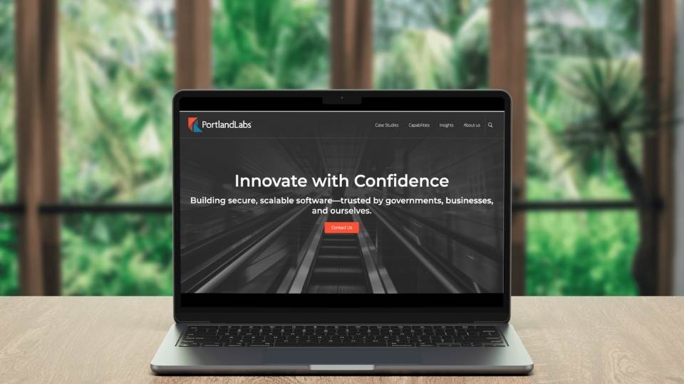 PortlandLabs.Com Website shown on a laptop